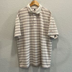 Nike Golf White with Orange & Blue Stripes Athletic Polo Size XL